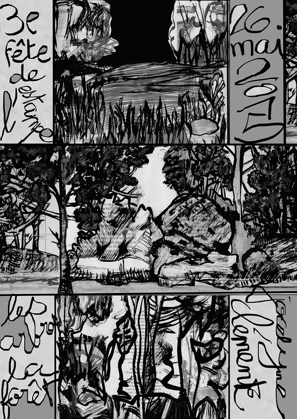Sérigraphie, "Les arbres, la forêt", Jocelyne Clémente.